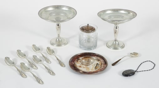 Group of 12 American, English, German Sterling Silver Pieces