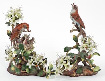 Pair of Boehm Porcelain Wood Thrushes