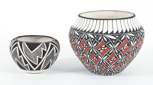 2 Pc Acoma Pottery Lucy Martin Lewis 1968, T. Garcia