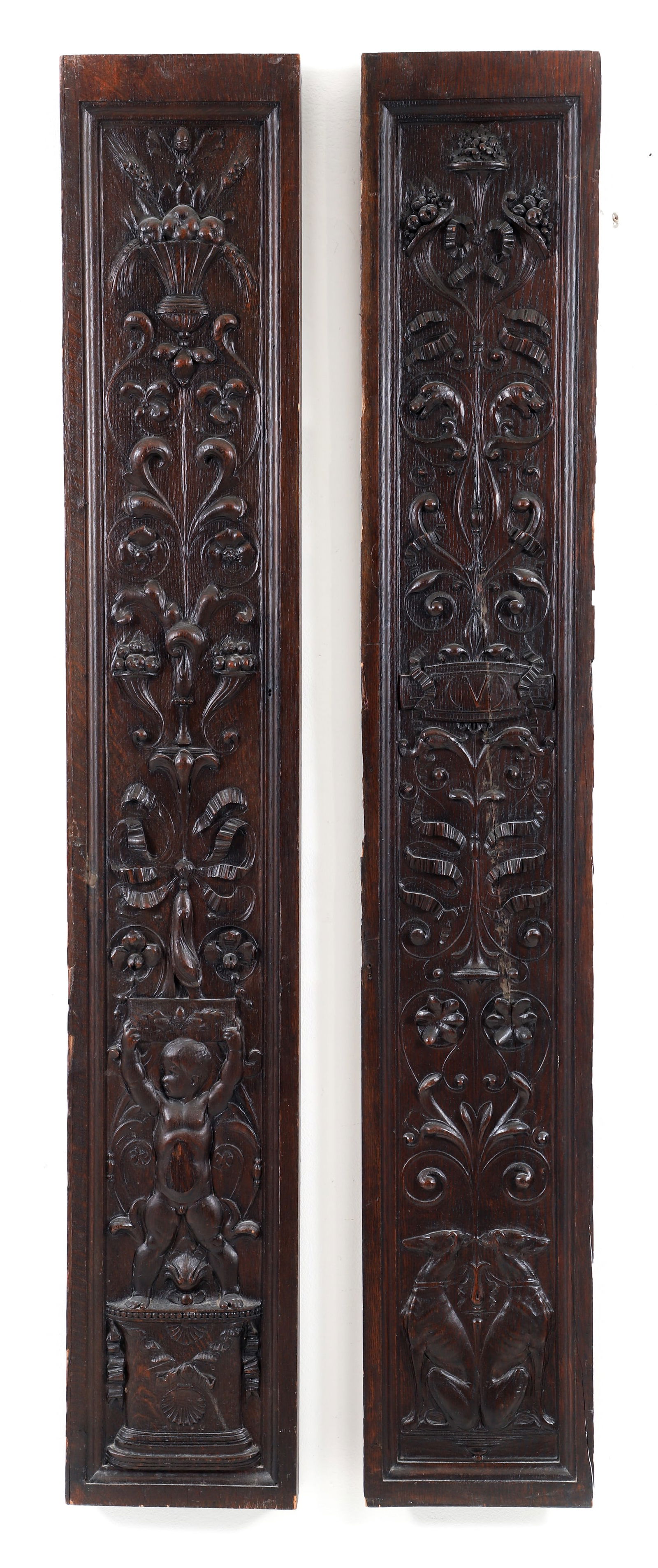 Pair of Highly Carved Wood Panels from Vanderbilt Mansion (1 of 9)