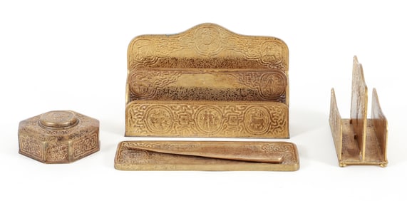 Tiffany Studios Zodiac Gilt Bronze Desk Set of 5