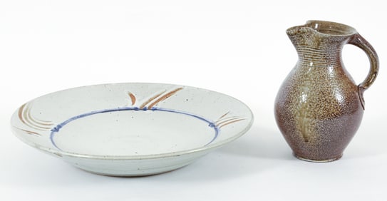 Warren MacKenzie Large Dish, Studio Pottery Pitcher