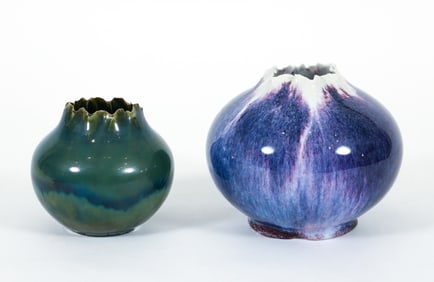 Pair of Valda Cox Glazed Ceramic Vessels