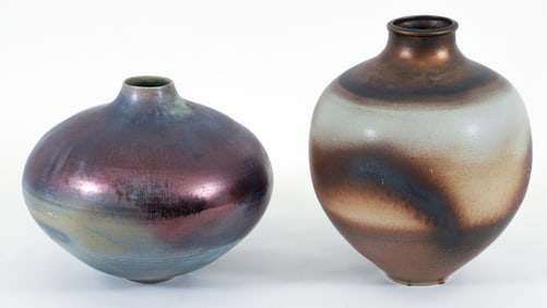 2 Joshua Green Raku Fired Clay Vessels