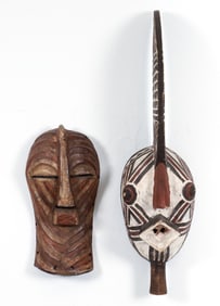 2 Carved Wood African Masks, Inc. Kuba or Songye Kifwebe