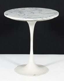 After Saarinen Carrara Marble Top Tulip Style Side Table