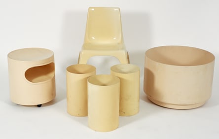 6 Pieces Including Emma Gismondi for Artemide table, Castiglioni for Kartell Chair