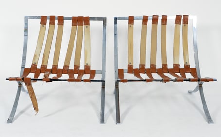 Pair of Barcelona Style Lounge Chair Frames