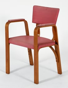 Thonet Bentwood Chair w/ Original Pink Vinyl Upholstery
