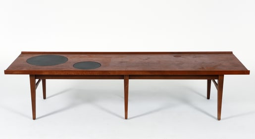 Mid Century Modern Coffee Table with Inset Circles