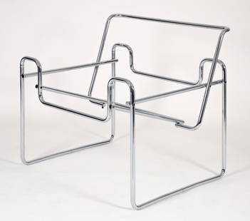Marcel Breuer Wassily Chair Chrome Tubular Frame: Marcel Breuer for Knoll, Wassily Chair Frame, tubular chrome, unmarked, 28.5 x 30.5 x 26.5 inches. FRAME ONLY.