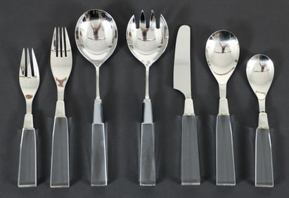 177 pc Supreme Cutlery Modernist Stainless Lucite Flatware Set