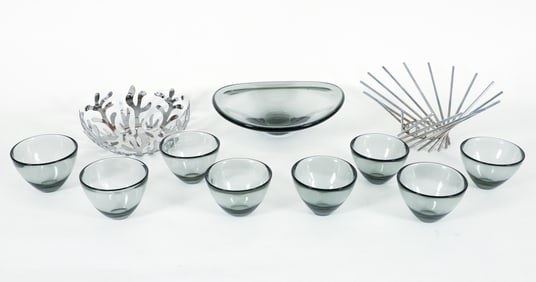 Lot of 11, Lutkin for Holmegaard Glass Bowls, Alessi Bowl