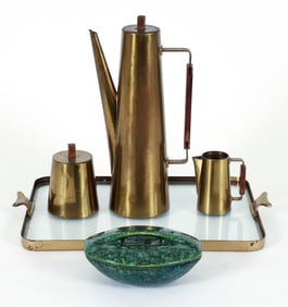 Italian Brass Coffee Service, Ben Seibel Roseville Dish