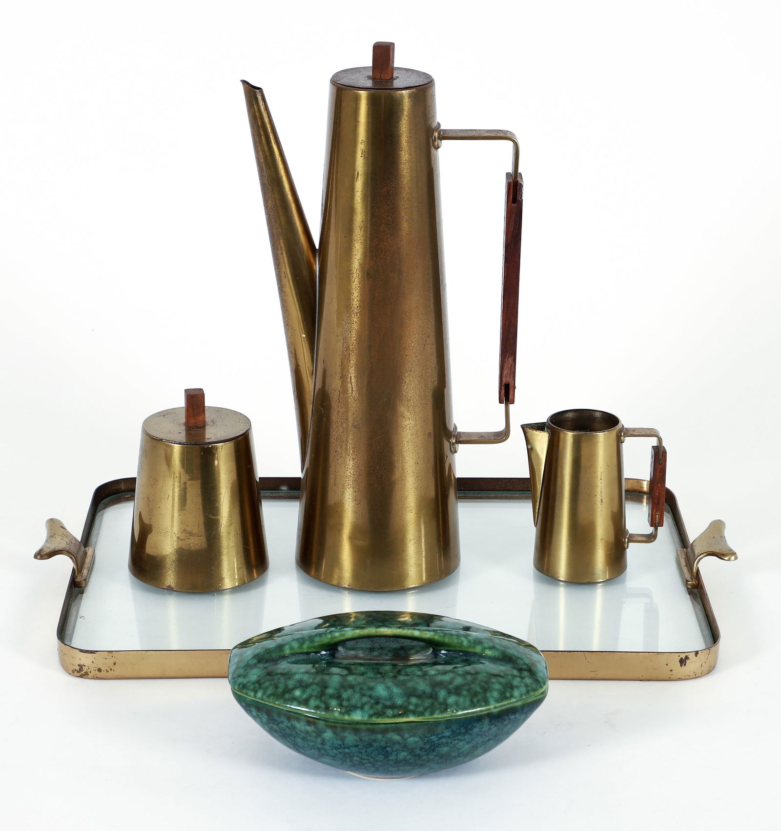 Italian Brass Coffee Service, Ben Seibel Roseville Dish (1 of 5)