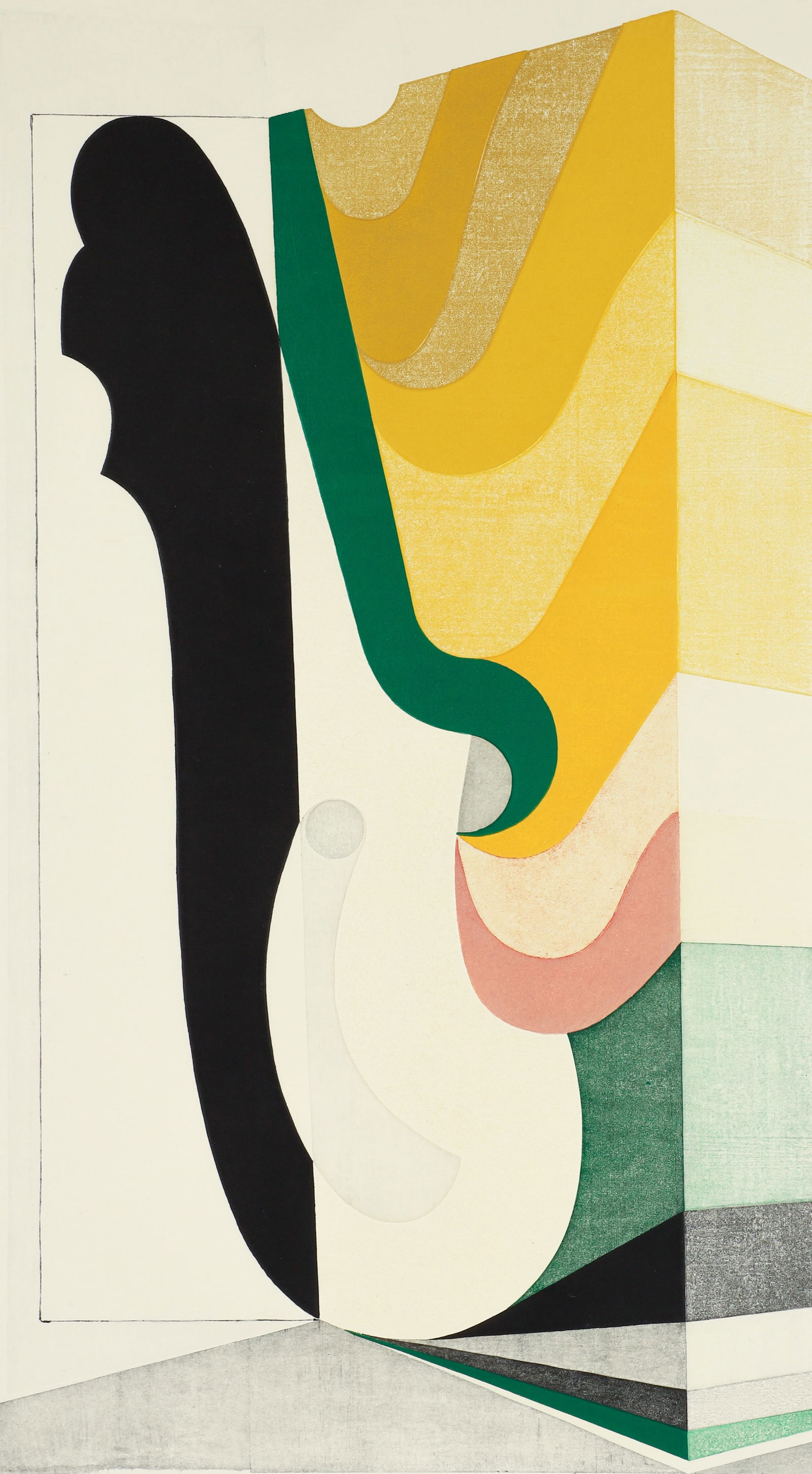 Kazumi Amano hybrid 1969 color woodcut From Gauge, Rise (1 of 3)