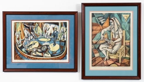 Pair of Irving Amen Color Etchings Signed