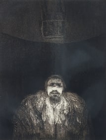 Harvey Breverman Figure with Tallit Etching Signed 1964