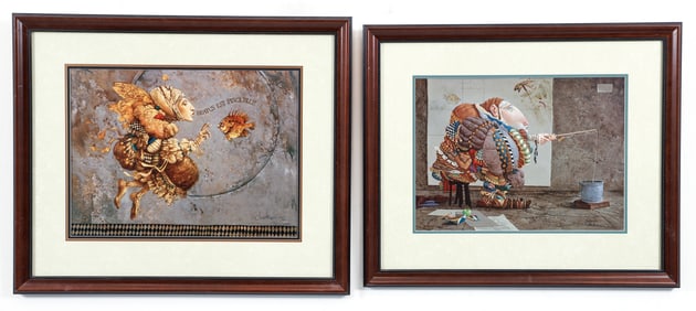 James C. Christensen Pair of Piscine Prints Signed