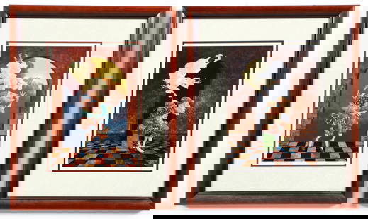 James C. Christensen Pair Everymans Spirit Prints Signed: Christensen, James C. (American, 1942-2017). Pair of signed offset lithographs: Sometimes the Spirit Touches Us Through our Weaknesses, 1994, pencil signed and numbered 2327/3600 at bottom left, sight