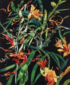 Janice Colker printed paper collage Day Lilies