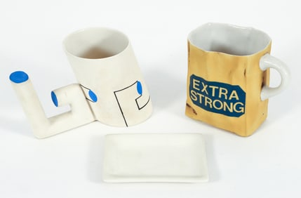 Martha Holt Ceramic Set of Cups and One Saucer