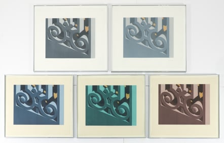 5 Hugh Kepets 1983 color aquatints Grant Avenue framed