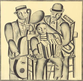 Fernand Leger Lithograph 1975 Exhibition Poster Avant Lettre: Leger, Fernand (French, 1881-1955), Huiles, Aquarelles and Dessins, poster printed in 1975, original image dated 1920, color lithograph poster avant lettre (before the lettering) printed for the exhib