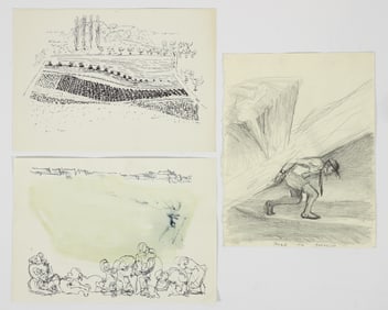 3 unsigned drawings from Surrealism collector