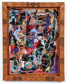 20th Century Abstract Expressionist Mixed Media on Board