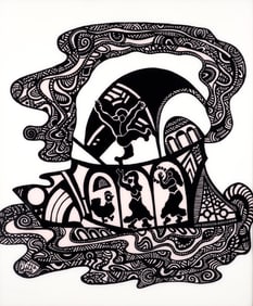 Watfa Midani 1983 reverse painting Ritual