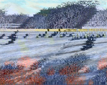 Gordon Mortensen Snowy Meadow Reduction Woodcut