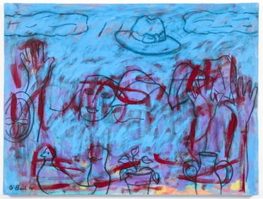 Hedy O'Beil Mask and Hat Acrylic and Charcoal 2010