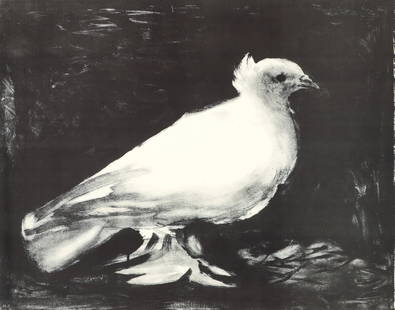 Pablo Picasso La Colombe Offset Lithograph: Picasso, after Pablo (Spanish, 1881-1973), La Colombe (The Dove), reproduction printed 1960, original image 1949, offset lithograph printed on Arches paper, signed in the stone at lower right, initial