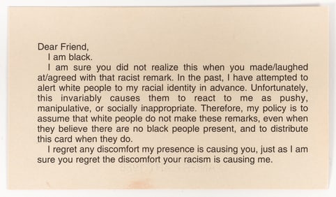 Adrian Piper My Calling Card I Am Black 1986