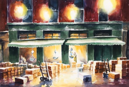 Naima Rauam Watercolor Fulton Fish Market 1990s