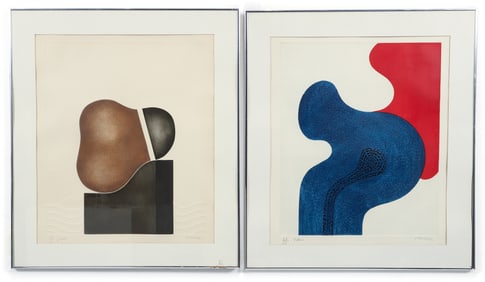 2 framed Andre Stempfel color etchings Folour and Gornobu