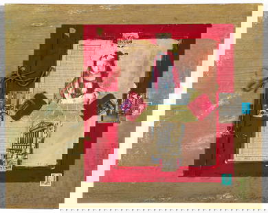 Contemporary Collage Signed by G. T. 1991: 20th century Collage School, Don't Break Us, 1991, mixed media with paper and found items mounted to card, initialed G. T., dated, titled and inscribed at the bottom, 16 x 20 inches, unframed.