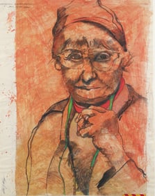 Peter Wargo mixed media drawing Imogen Cunningham By Adams
