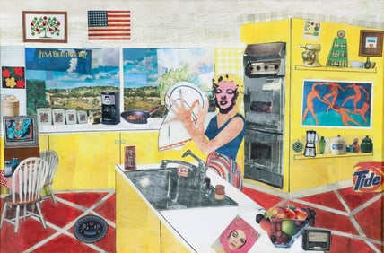 Jeff Zets painted collage It's a Beautiful Day, Marilyn Monroe