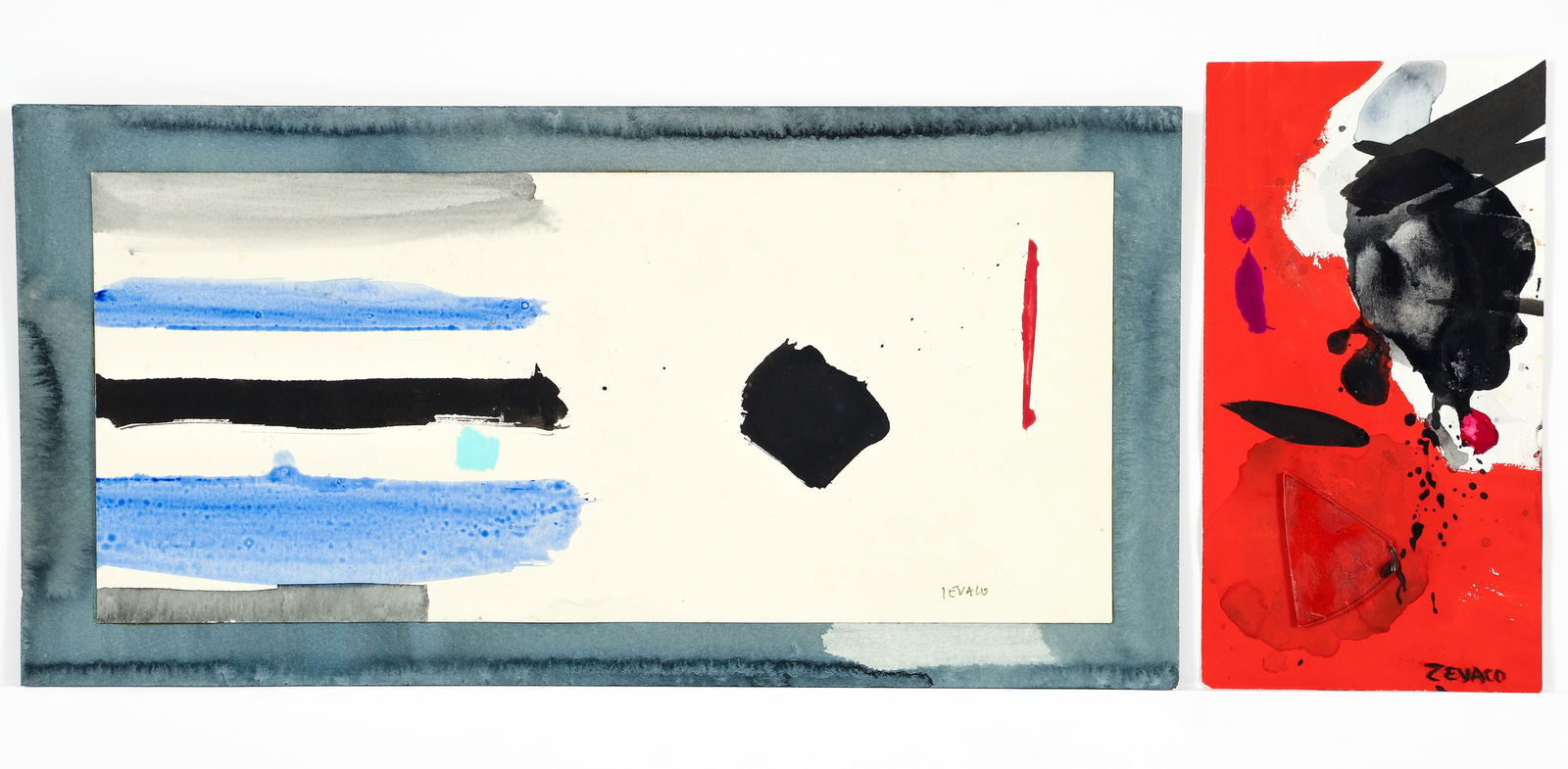 Xavier Zevaco Pair of Abstract Works on Paper (1 of 6)