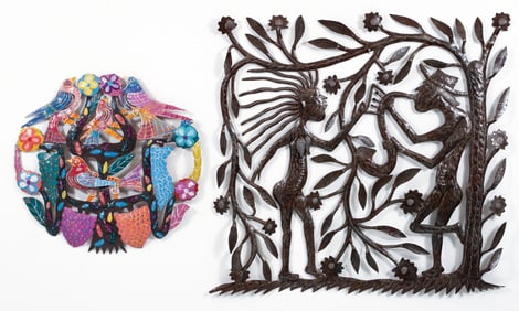 2 Haitian Cut Metal Wall Reliefs, Julio Balan and Metellus