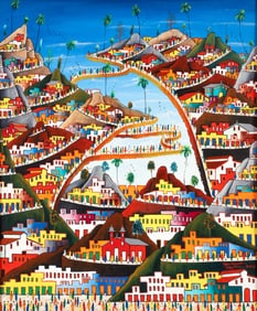 Style of Prefete Duffaut Haitian Acrylic on Canvas