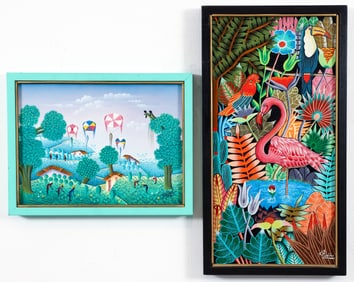 2 Haitian Paintings Frantz Arcelin and Remy Paillant