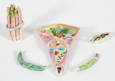 5 Ann Frantic Painted Ceramics Cornucopia and Vegetables