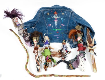 8 pc Ann Frantic Talisman Dolls with Painted Jean Jacket