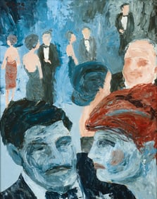 Gregory Kiger Cocktail Hour Oil Painting 1986