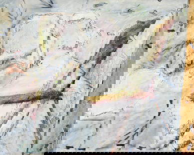 Wendy Cresswell Abstract Mesh Mixed Media Painting: Cresswell, Wendy (American/Pensacola, Florida), abstract mesh painting, late 20th century, mixed media painting, unsigned, 22.75 x 28.5 inches, framed 24.25 x 30.25 inches. Provenance: Virginia