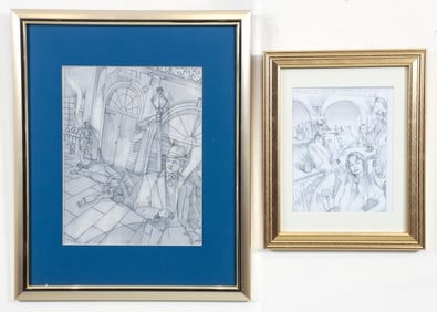 2 David M. Bowers Noir Illustrations Graphite on Paper