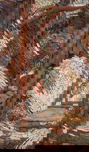 Florence Chernoff Quality of Decay Mosaic 1972 Signed: Chernoff, Florence B. (Pittsburgh/American, 1909-1978), The Quality of Decay, 1972, mixed media mosaic including wood, stone, ceramic, shell, and other natural materials, signed at reverse, mosaic mea